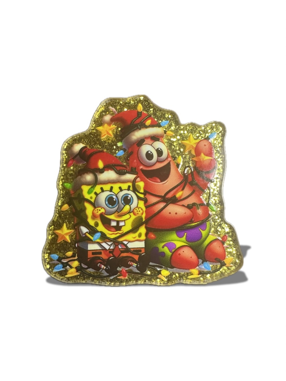 SpongeBob & Patrick Holiday Glitter Magnet - Yellow/Red
